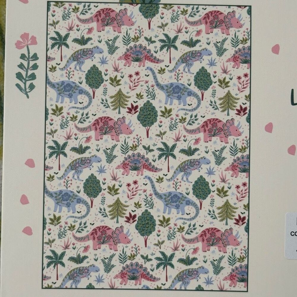 Leo’s Fort Girly Pink Purple Green Blue White Dinosaur Blanket 50 x 70 NWT - Picture 6 of 9